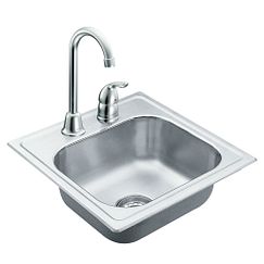 Fregadero empotrable de acero inoxidable de una sola tina calibre 20