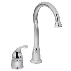 Llave monomando de cromo y arco alto para bar