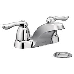 Llave para baño de arco bajo con dos manerales, con acabado en cromo