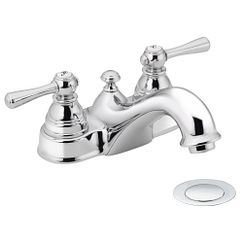 Llave para baño de arco bajo con dos manerales, con acabado en cromo
