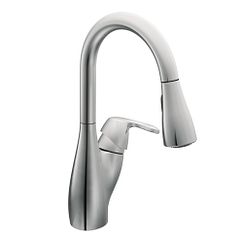 Llave extraíble de cromo, arco alto y un maneral para cocina