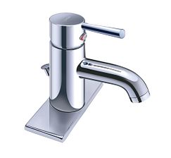Llave con acabado en cromo de un maneral para baño