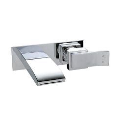 Llave monomando con acabado en cromo y arco bajo empotrable a la pared para baño