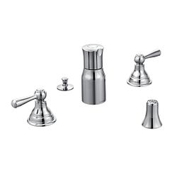 Llave con acabado en cromo de dos manerales para bidet