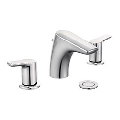Llave para baño de arco bajo con dos manerales, con acabado en cromo