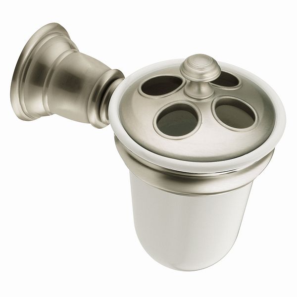 Kingsley Brushed Nickel Toothbrush Holder Wallmount Yb5444bn Moen Enlarge